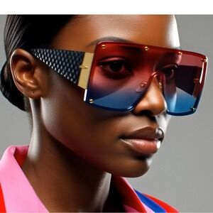 SUNGLASSES WOMEN CELEBRITY STYLE SHIELD FANCY FLAT TOP RETRO MODERN LENTES GAFAS